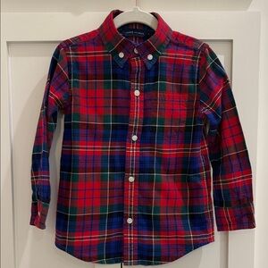 Janie and Jack Red/Blue/Green Plaid Button Down Shirt 2T